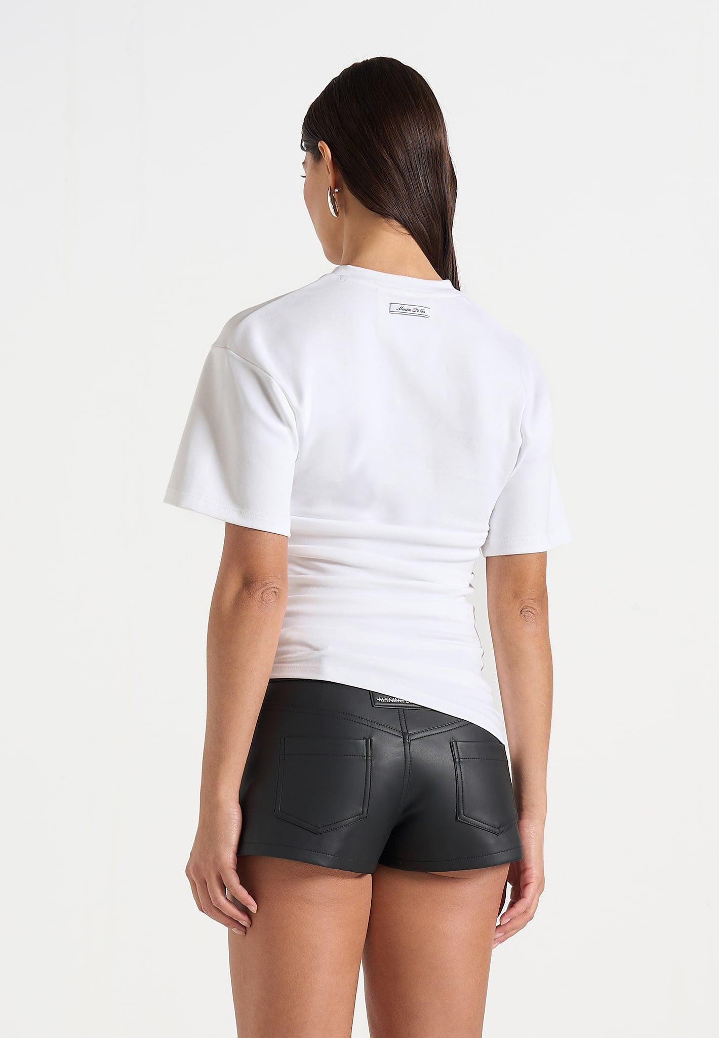 Pauline - Ruched Asymmetric Cotton T-Shirt - White