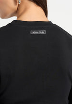 Pauline - Ruched  Asymmetric Cotton T-Shirt - Black