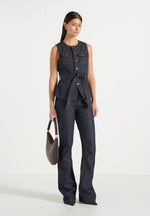 Darcy - Crew Neck Denim Waistcoat - Polished Indigo