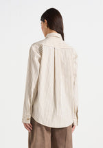 Ronnie - Unisex Pinstripe Long Sleeve Shirt - Beige