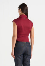 Yvette - Twist Front Sleeveless Shirt - Wine Red