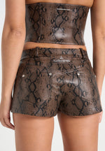 Samia - Python Mini Shorts - Brown