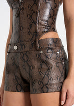 Samia - Python Mini Shorts - Brown