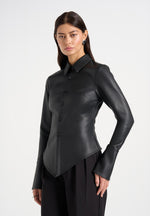 Sonia - Leather Cinch Shirt - Black