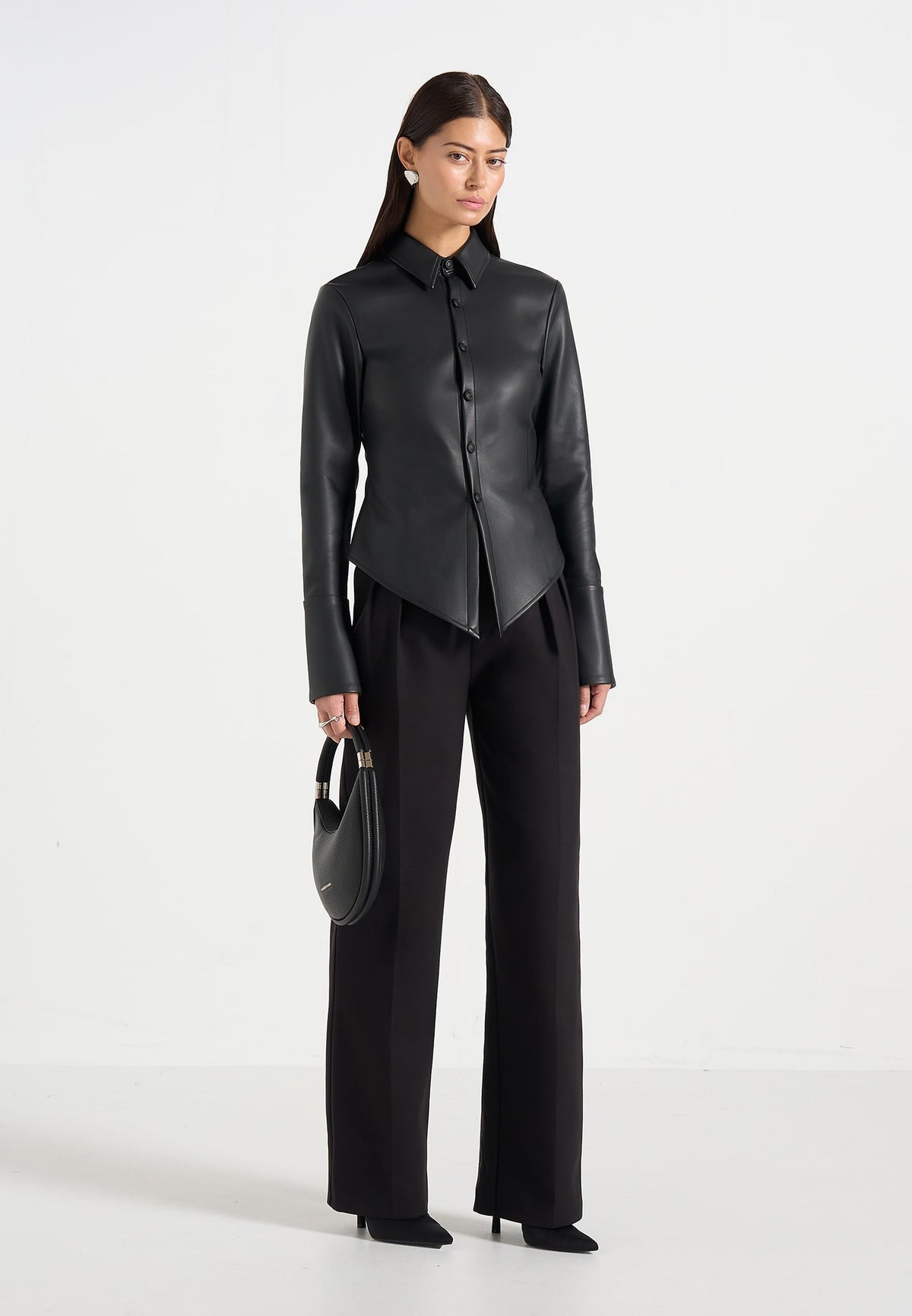 Sonia - Leather Cinch Shirt - Black