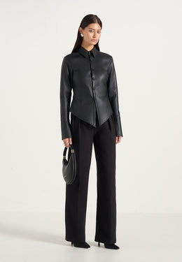 sonia-leather-cinch-shirt-black