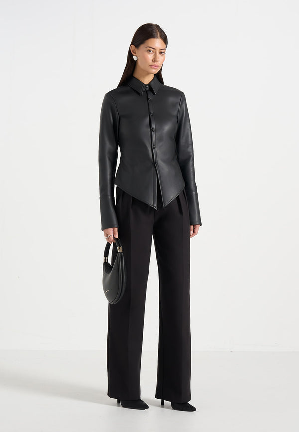 Sonia - Leather Cinch Shirt - Black
