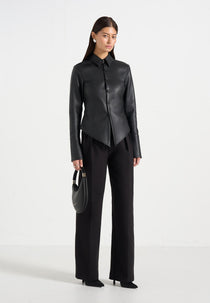Sonia - Leather Cinch Shirt - Black