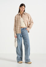 Blake - Unisex Whipstitch Check Shirt - Beige