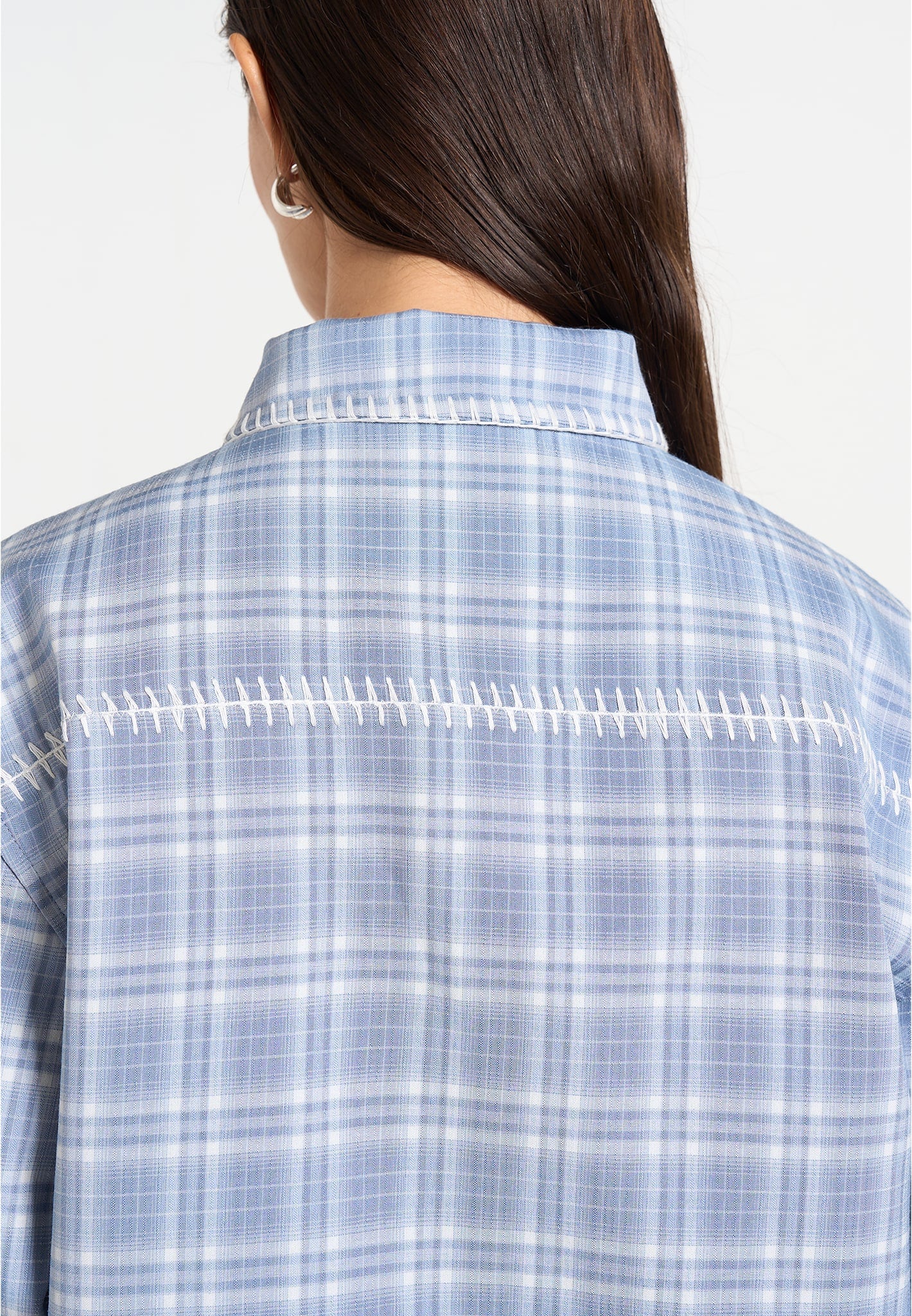 Blake - Unisex Whipstitch Check Shirt - Blue