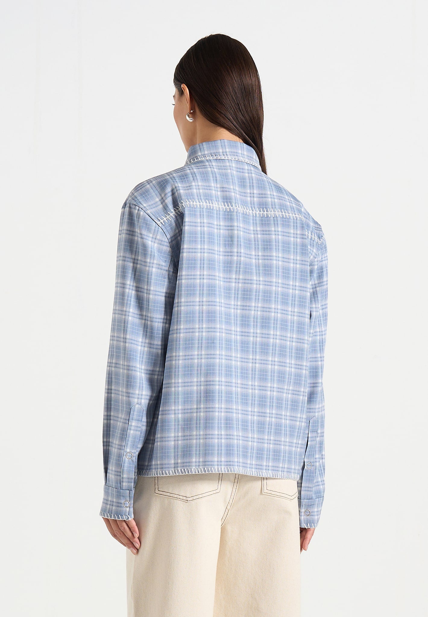 Blake - Unisex Whipstitch Check Shirt - Blue
