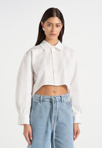 Eleni - Cropped Shirt With Balloon Sleeves - White