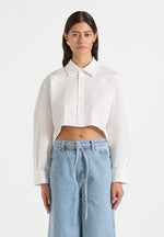 Eleni - Cropped Shirt With Balloon Sleeves - White