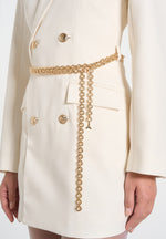 Zara - Double Breasted Blazer Dress With Chain - Off White