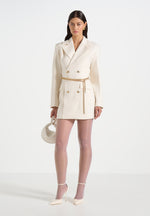Zara - Double Breasted Blazer Dress With Chain - Off White