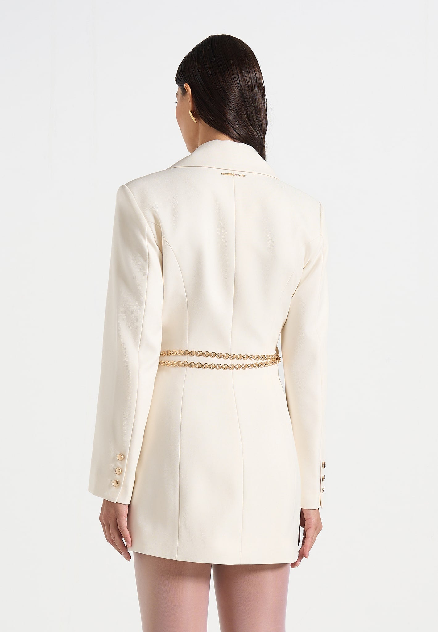 Zara - Double Breasted Blazer Dress With Chain - Off White