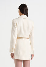 Zara - Double Breasted Blazer Dress With Chain - Off White