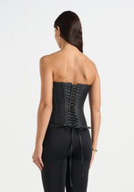Scarlett - Leather Lace Up Corset - Black