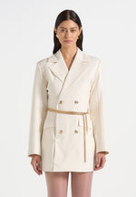 Zara - Double Breasted Blazer Dress With Chain - Off White