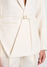 Yuna - Plunge Tailored Blazer With Belt - Off White