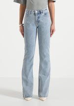 Abbie - Stacked Fit And Flare Jean - Mid Blue