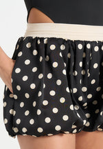 Zoe - Satin Polka Dot Balloon Shorts - Black