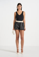Zoe - Satin Polka Dot Balloon Shorts - Black