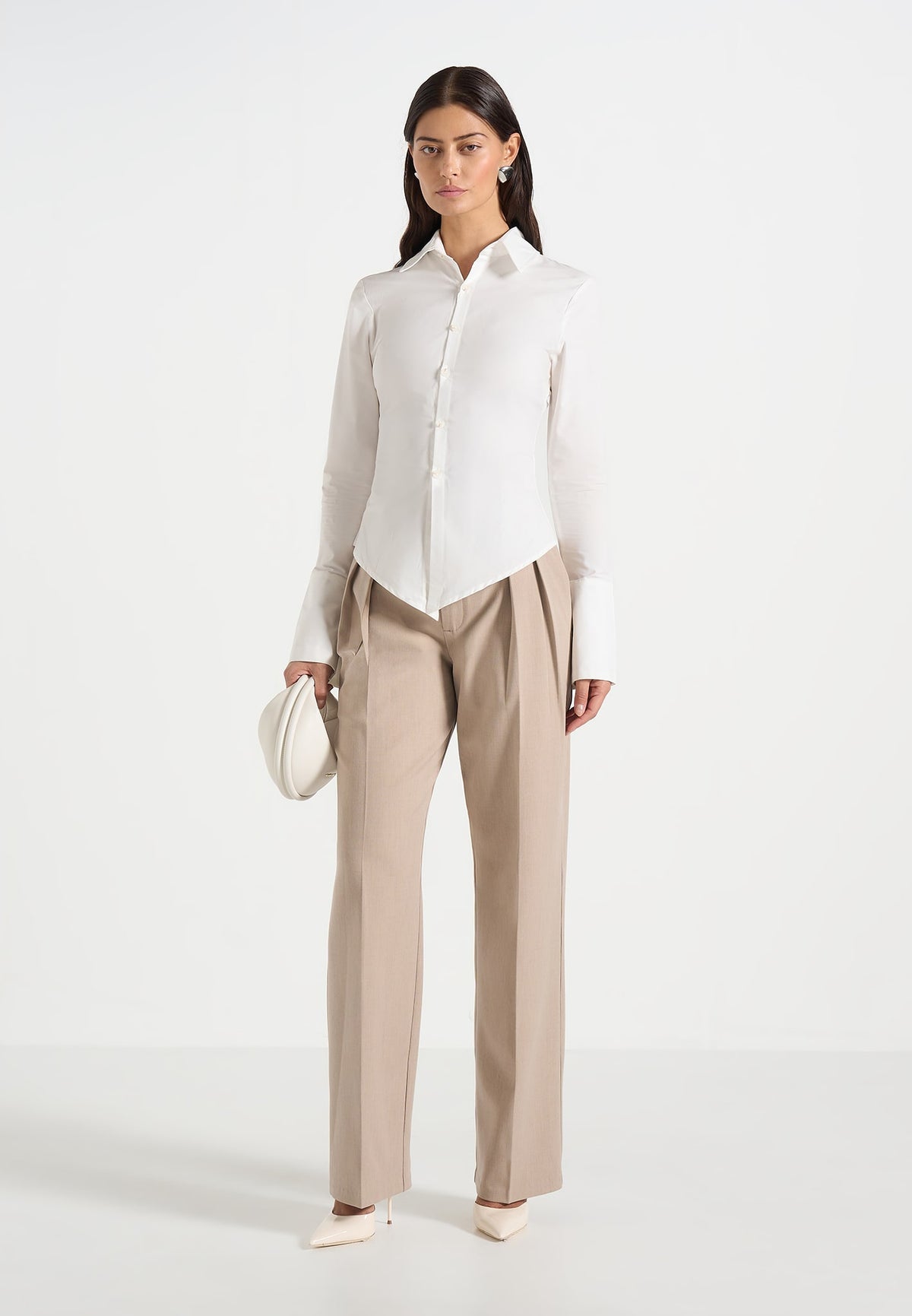 Sonia - Tailored Cotton Cinch Shirt - White