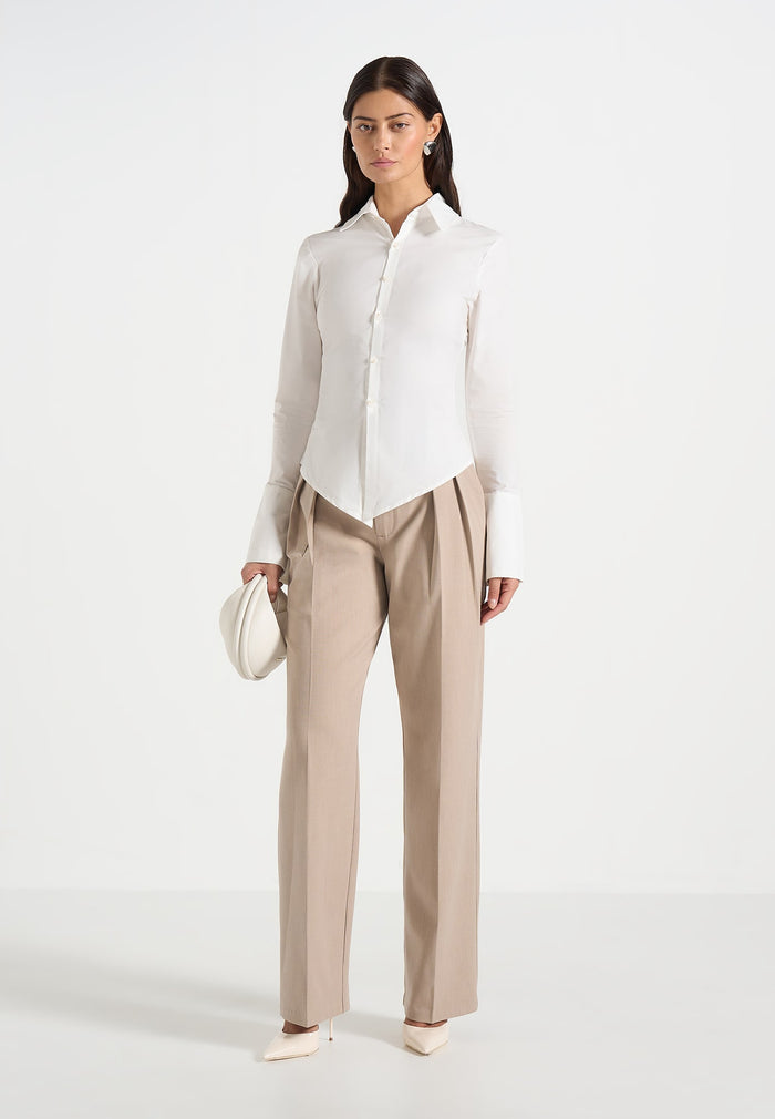 Sonia - Tailored Cotton Cinch Shirt - Off White