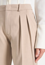 Julie - Tailored Twin Pleat Trousers - Taupe