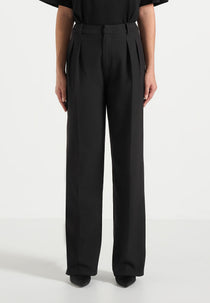 Julie - Tailored Twin Pleat Trousers - Black