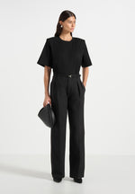 Julie - Tailored Twin Pleat Trousers - Black