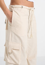 Rosa - Ripstop Parachute Cargo Pants - Cream
