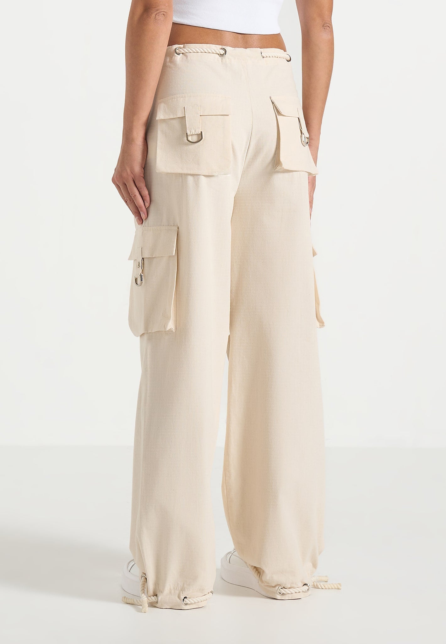 Rosa - Ripstop Parachute Cargo Pants - Cream