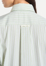 Dylan - Unisex Pinstripe Long Sleeve Shirt With Detachable Tie - Sage