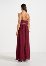 Rosie - Lace Corset Maxi Dress - Wine Red