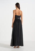 Rosie - Lace Corset Maxi Dress - Black