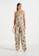 Scarlett - Tapestry Lace Up Corset  - Beige