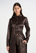 Etta - Crinkled Satin Midaxi Shirt Dress - Brown