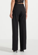 Doria - Tailored Trousers With Waistband Detail - Black