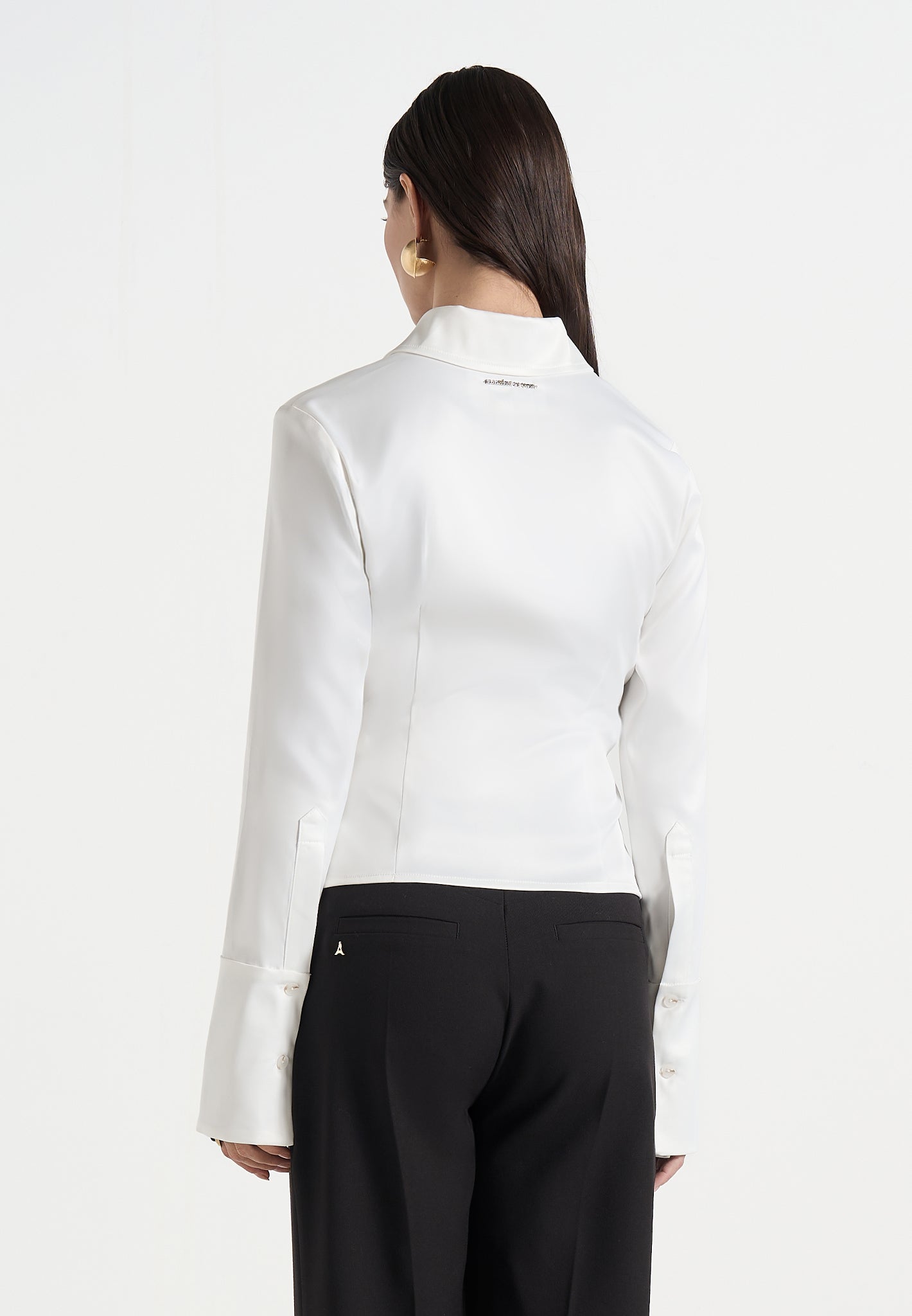 Sonia - Satin Cinch Shirt - White
