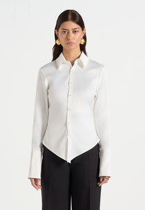 Sonia - Satin Cinch Shirt - White