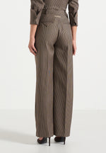 Julie - Houndstooth Twin Pleat Trousers - Brown
