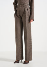 Julie - Houndstooth Twin Pleat Trousers - Brown