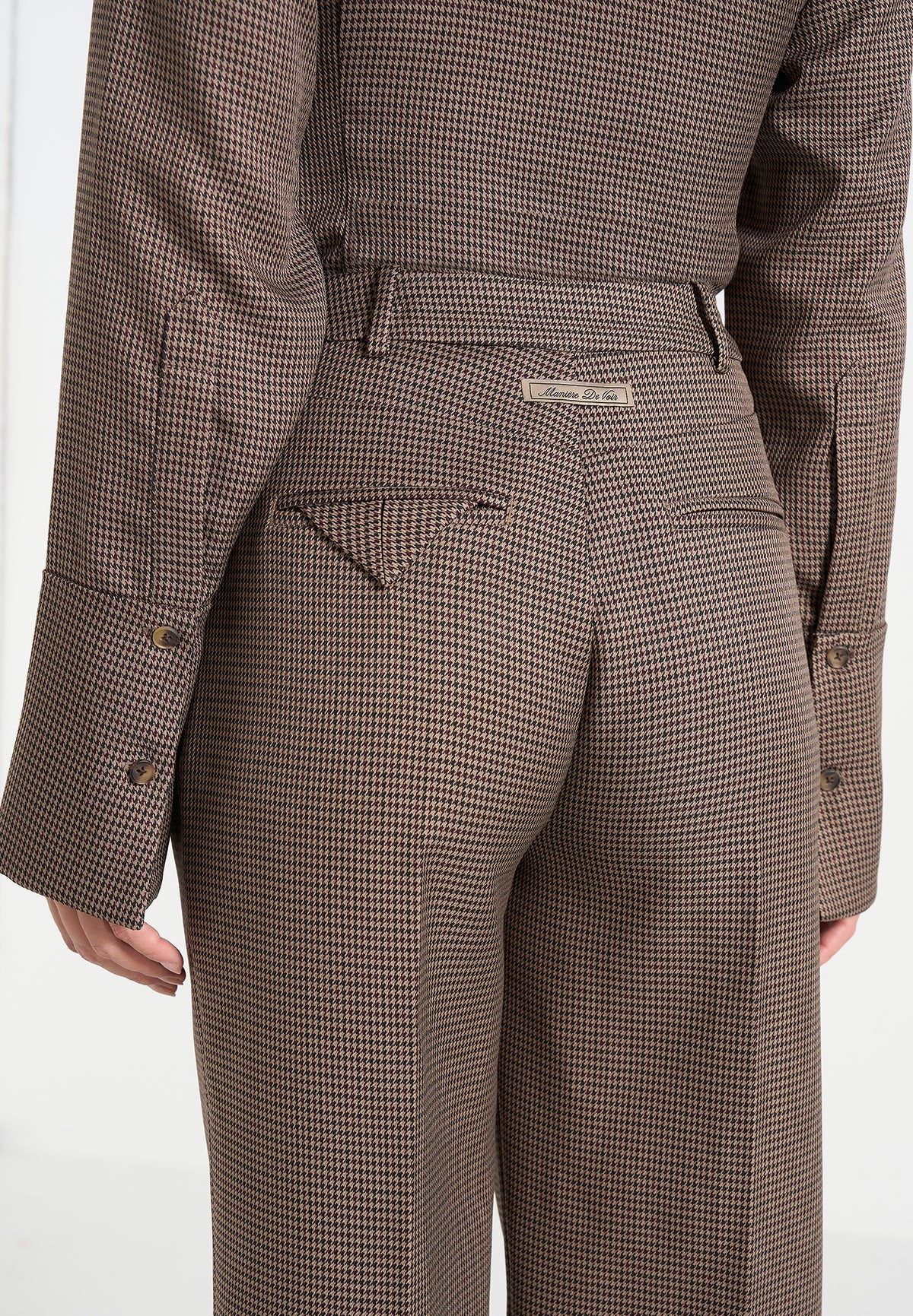 Julie - Houndstooth Twin Pleat Trousers - Brown