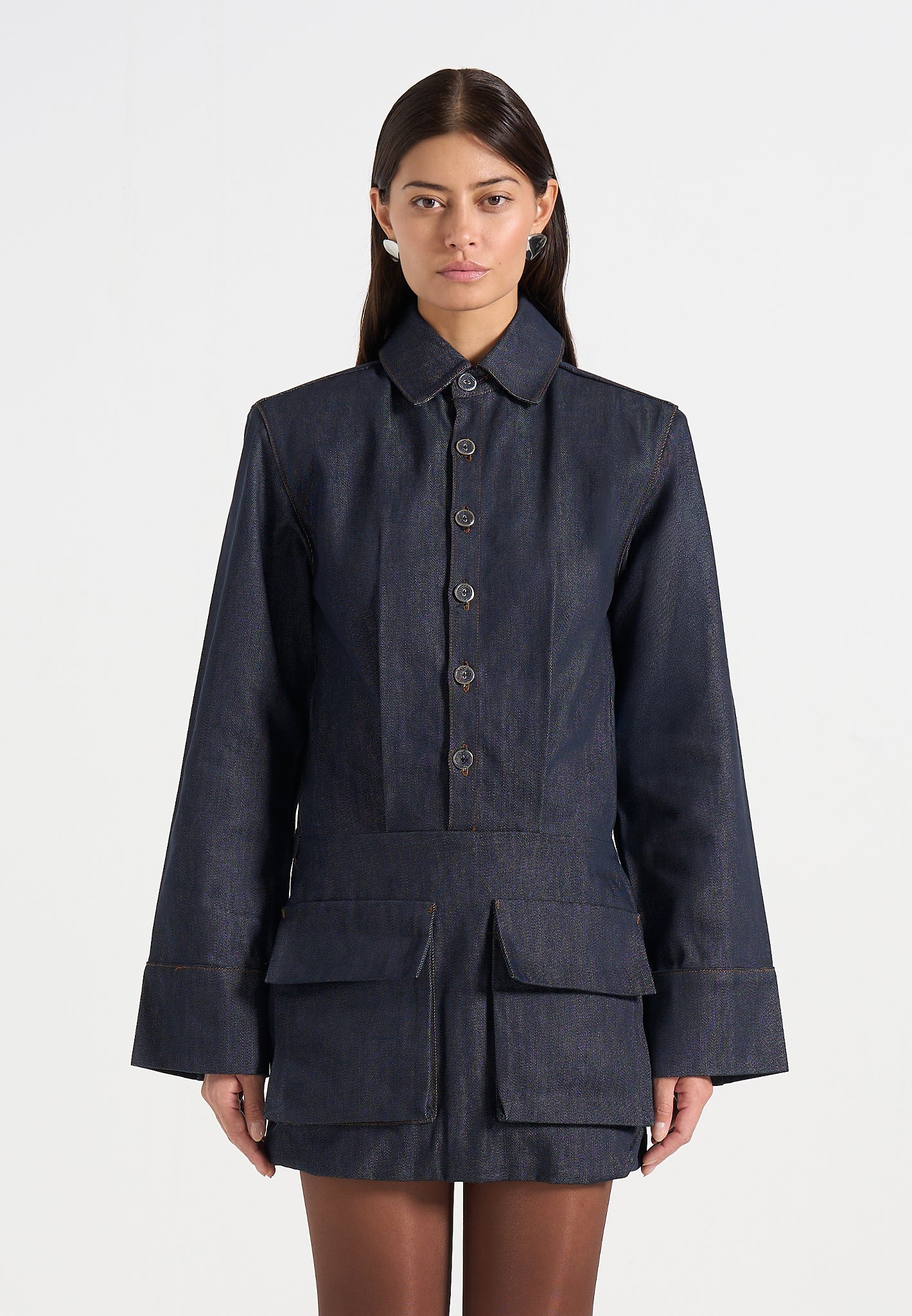 Laure - Cargo Shirt Mini Dress - Indigo