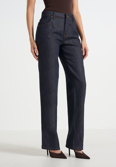 Florence - High Rise Straight Leg Denim Jeans - Indigo
