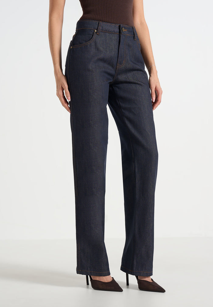 Florence - High Rise Straight Leg Denim Jeans - Indigo
