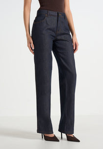 Florence - High Rise Straight Leg Denim Jeans - Indigo