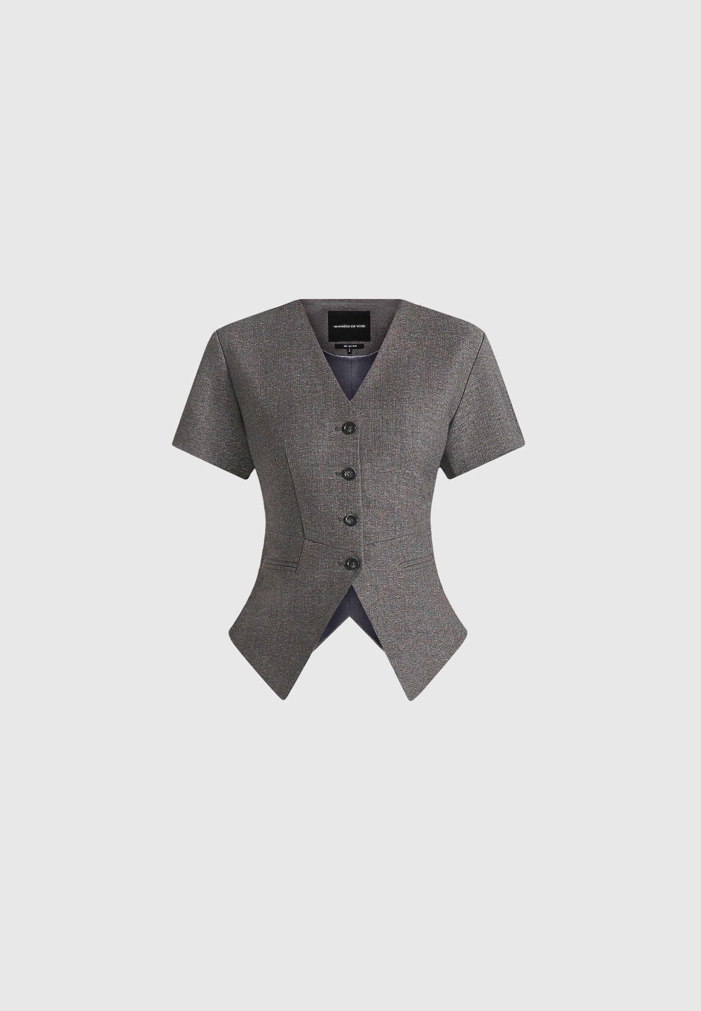 Yolanda - Tailored Peplum Waistcoat - Grey Speckle